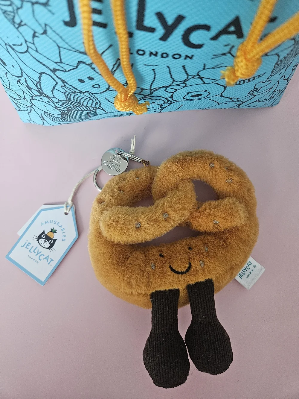 Jellycat Tan Pretzel Keyring - Kids Accessory